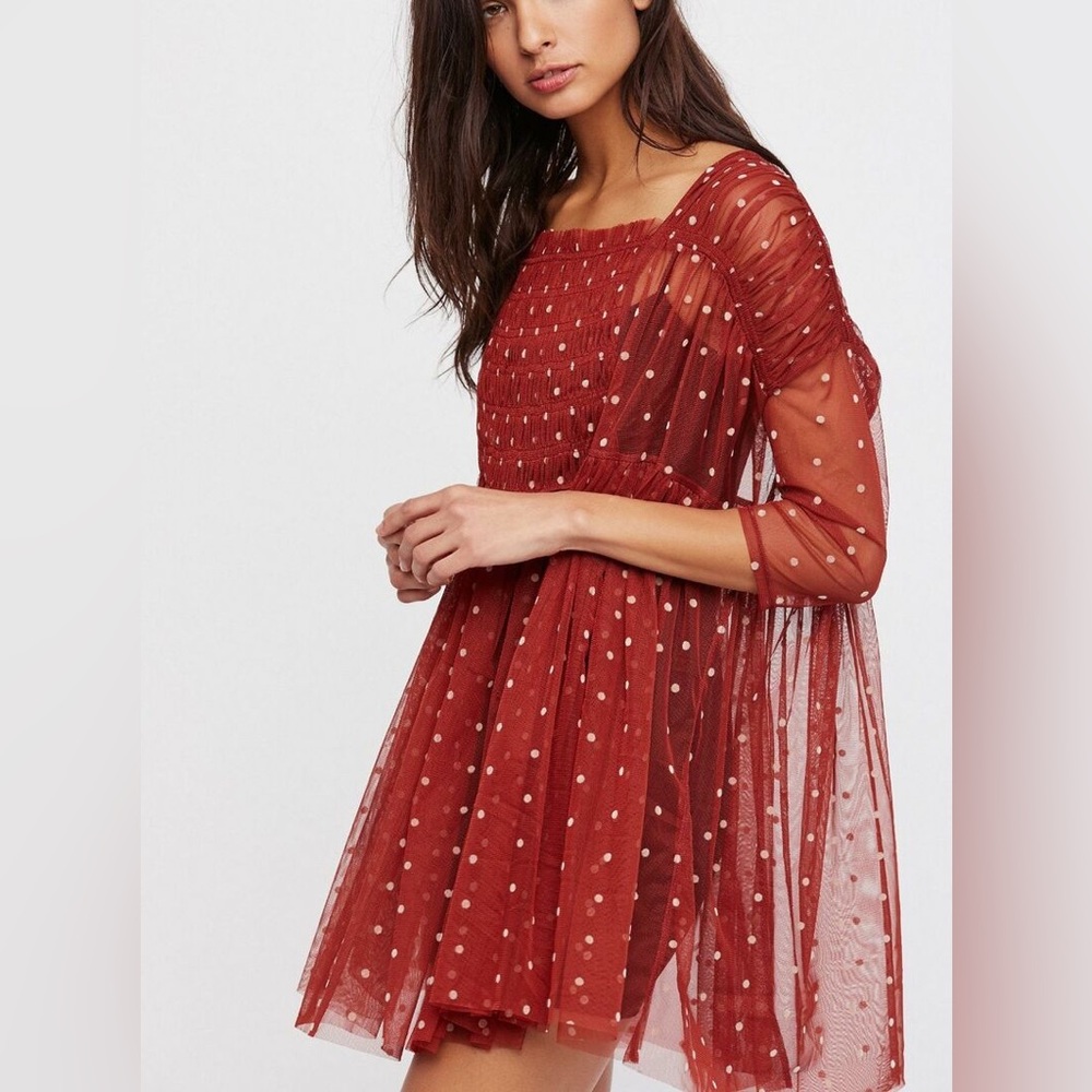 Free People Saya Sheer Tee Rust Medium